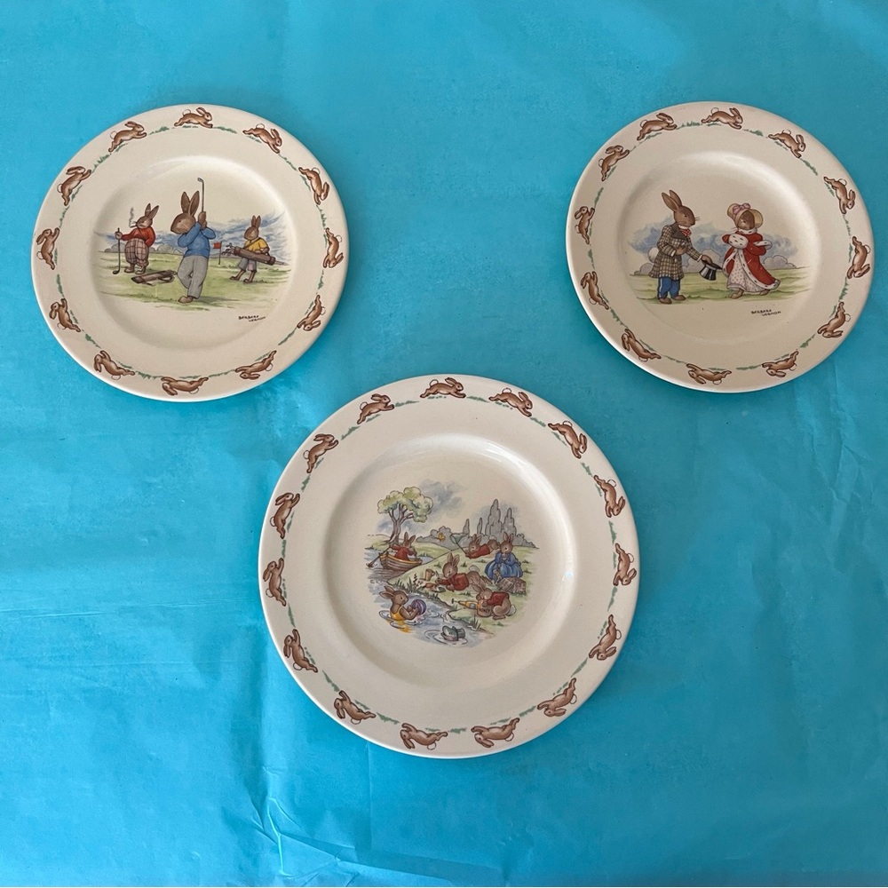 Bunnykins by Royal Doulton Three different Bunnykins Plates